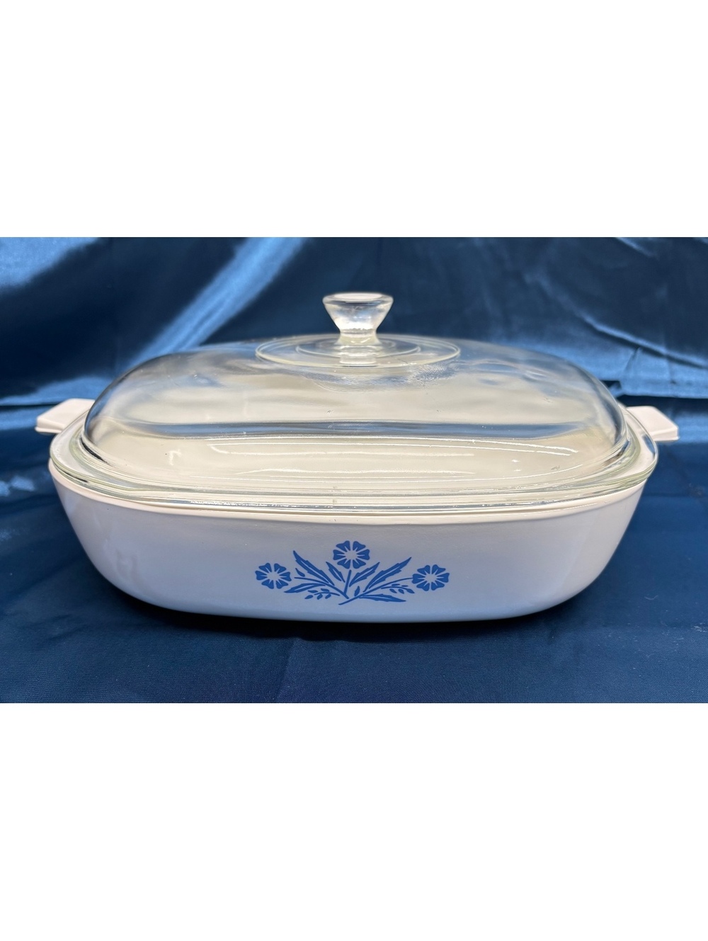 Vintage CorningWare 10" Blue Cornflower APD Skillet Casserole Dish w/ Glass Lid